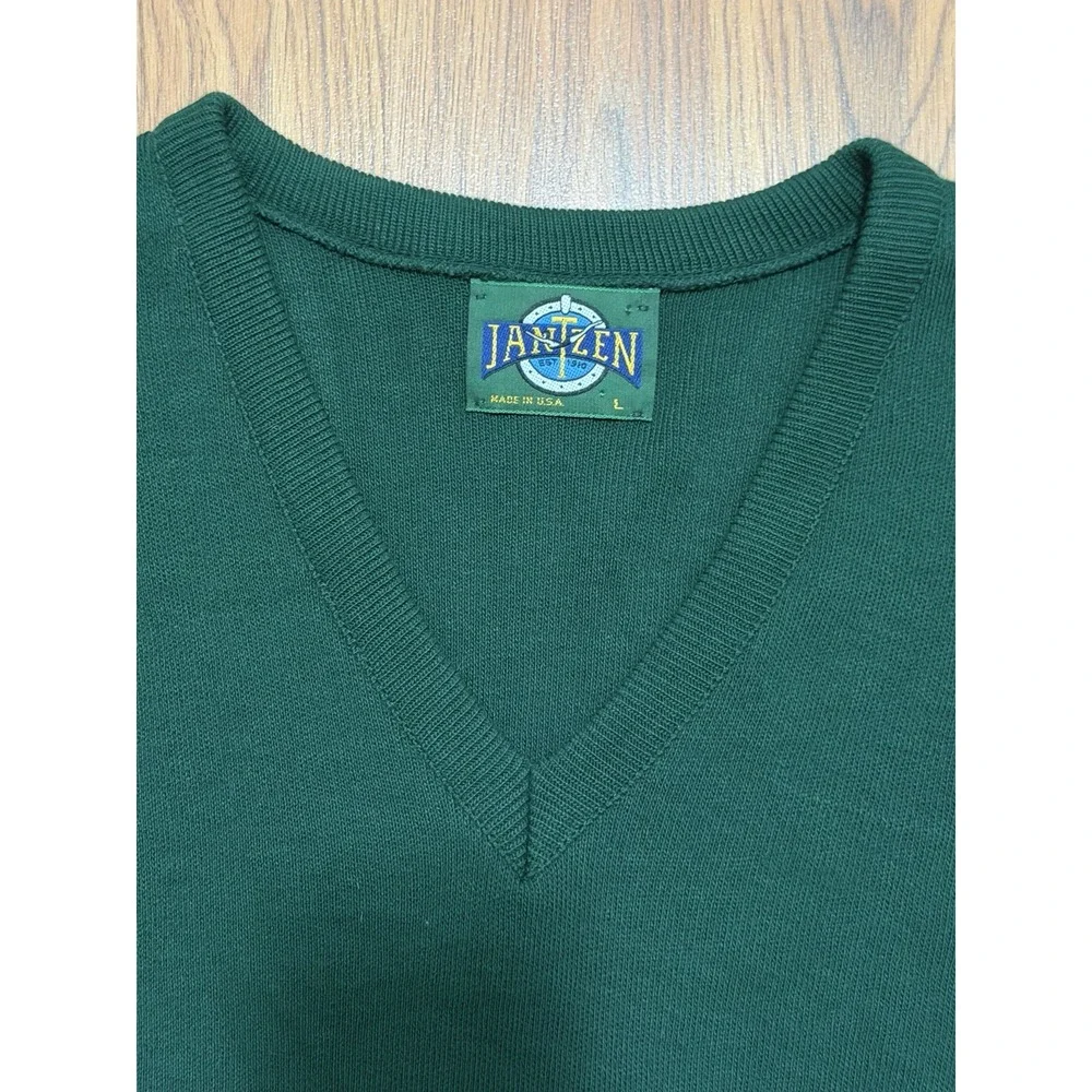 Jantzen Vintage Sweater Vest Mens Large Green V-Neck Made In USA
